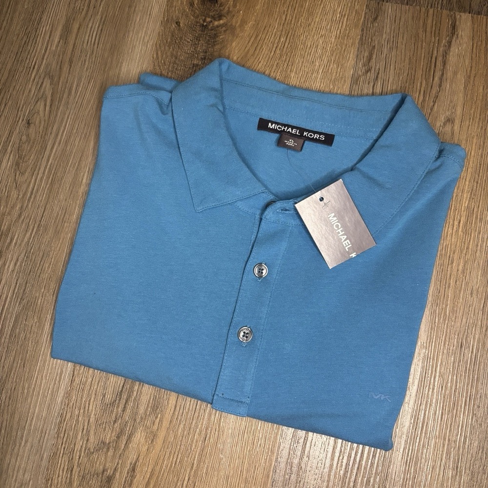 Michael Kors Polo Shirt Men's XL Rhone Blue NWT Preppy Luxury Casual Golf